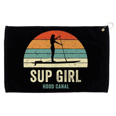 Hood Canal Woman On Sup Girl Retro Vintage Grommeted Golf Towel