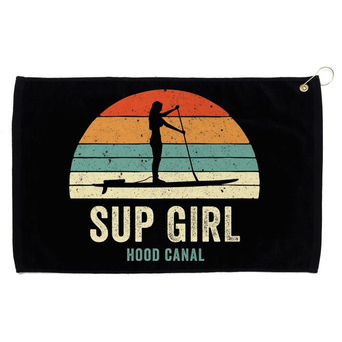 Hood Canal Woman On Sup Girl Retro Vintage Grommeted Golf Towel