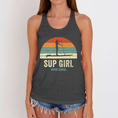 Hood Canal Woman On Sup Girl Retro Vintage Women's Knotted Racerback Tank