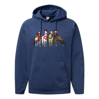 Horse Christmas Western Christmas Horse Performance Fleece Hoodie