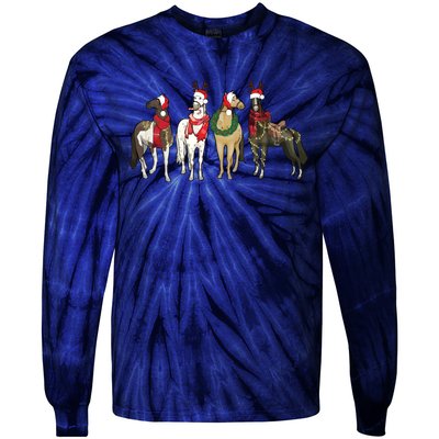 Horse Christmas Western Christmas Horse Tie-Dye Long Sleeve Shirt