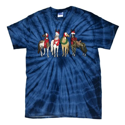 Horse Christmas Western Christmas Horse Tie-Dye T-Shirt