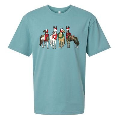 Horse Christmas Western Christmas Horse Sueded Cloud Jersey T-Shirt