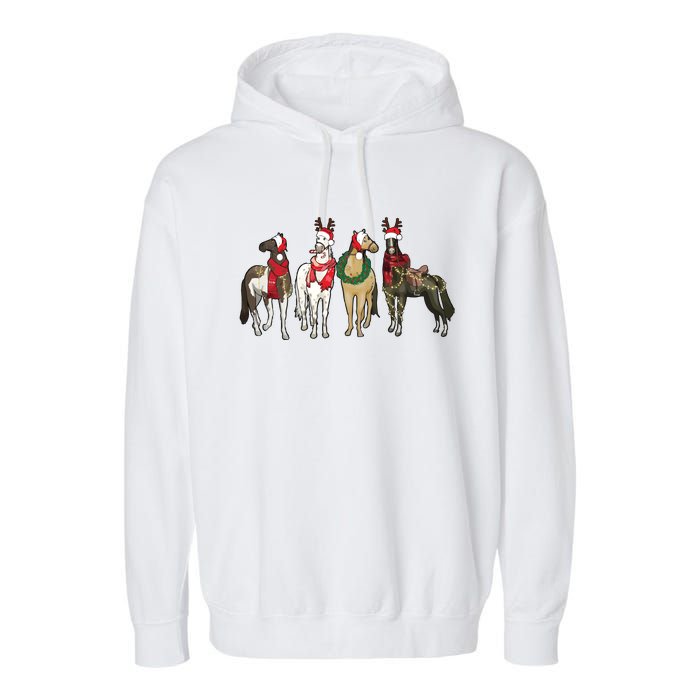 Horse Christmas Western Christmas Horse Garment-Dyed Fleece Hoodie