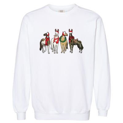 Horse Christmas Western Christmas Horse Garment-Dyed Sweatshirt