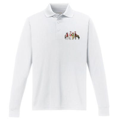 Horse Christmas Western Christmas Horse Performance Long Sleeve Polo