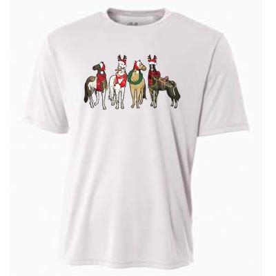 Horse Christmas Western Christmas Horse Cooling Performance Crew T-Shirt