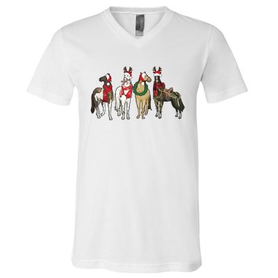 Horse Christmas Western Christmas Horse V-Neck T-Shirt