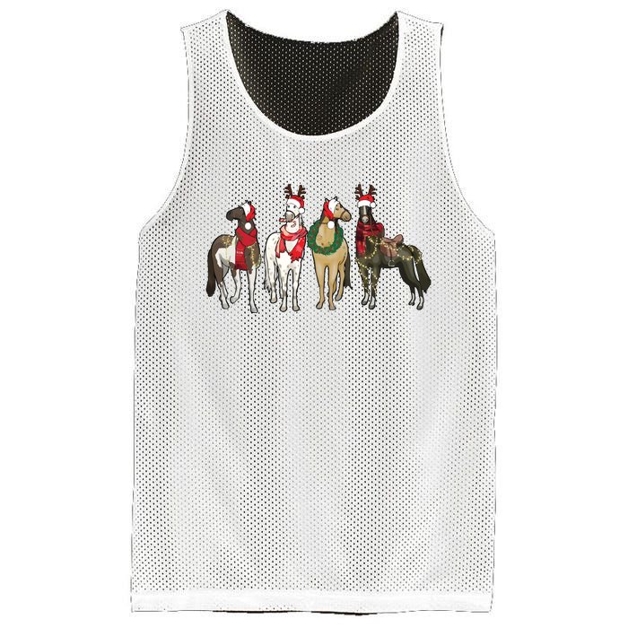 Horse Christmas Western Christmas Horse Mesh Reversible Basketball Jersey Tank