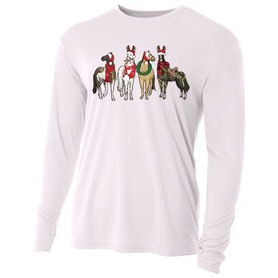 Horse Christmas Western Christmas Horse Cooling Performance Long Sleeve Crew