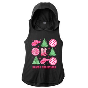 Howdy Christmas Western Cowgirl Boots And Hats Xmas Trees Ladies PosiCharge Tri-Blend Wicking Draft Hoodie Tank