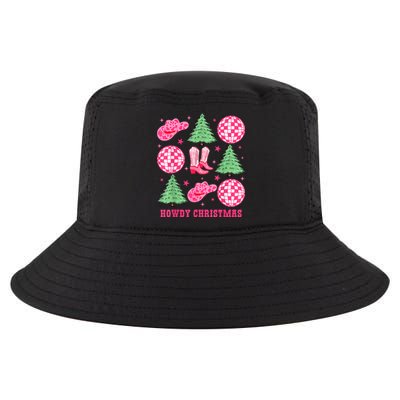 Howdy Christmas Western Cowgirl Boots And Hats Xmas Trees Cool Comfort Performance Bucket Hat