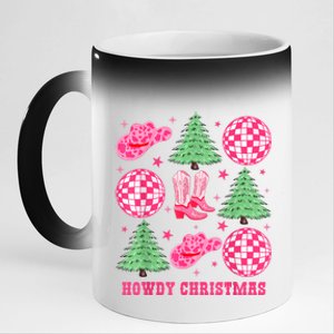 Howdy Christmas Western Cowgirl Boots And Hats Xmas Trees 11oz Black Color Changing Mug