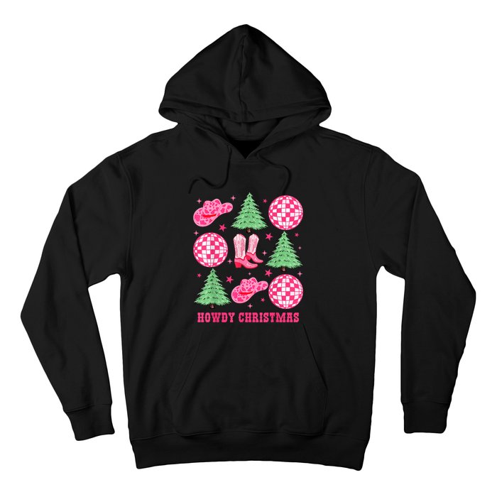 Howdy Christmas Western Cowgirl Boots And Hats Xmas Trees Hoodie