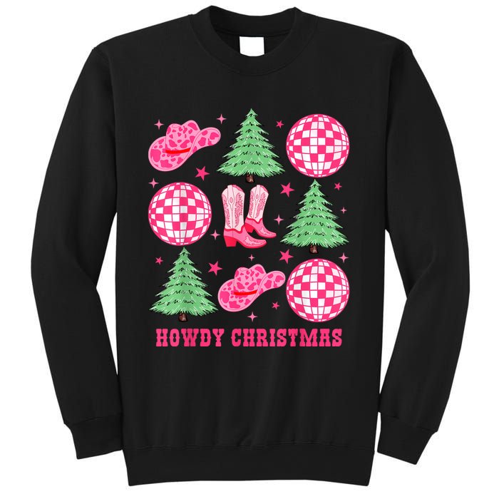 Howdy Christmas Western Cowgirl Boots And Hats Xmas Trees Sweatshirt