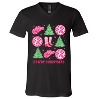 Howdy Christmas Western Cowgirl Boots And Hats Xmas Trees V-Neck T-Shirt