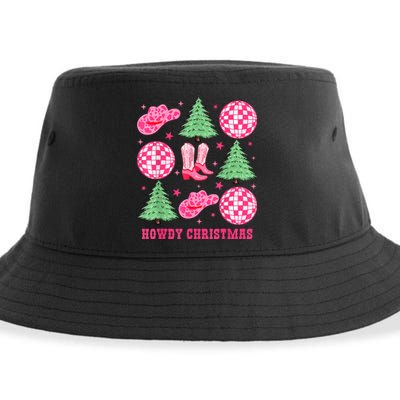 Howdy Christmas Western Cowgirl Boots And Hats Xmas Trees Sustainable Bucket Hat