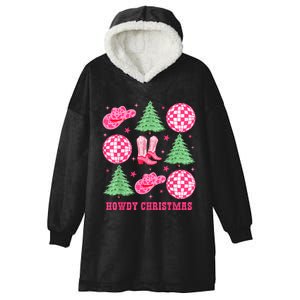 Howdy Christmas Western Cowgirl Boots And Hats Xmas Trees Hooded Wearable Blanket