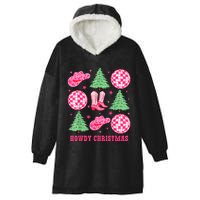 Howdy Christmas Western Cowgirl Boots And Hats Xmas Trees Hooded Wearable Blanket