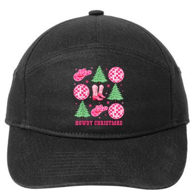 Howdy Christmas Western Cowgirl Boots And Hats Xmas Trees 7-Panel Snapback Hat