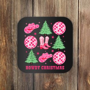 Howdy Christmas Western Cowgirl Boots And Hats Xmas Trees Coaster