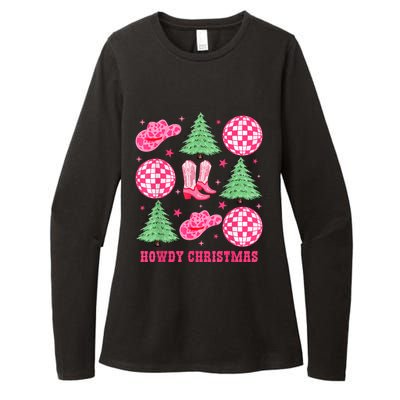 Howdy Christmas Western Cowgirl Boots And Hats Xmas Trees Womens CVC Long Sleeve Shirt