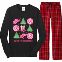 Howdy Christmas Western Cowgirl Boots And Hats Xmas Trees Long Sleeve Pajama Set