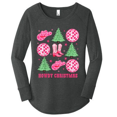 Howdy Christmas Western Cowgirl Boots And Hats Xmas Trees Women's Perfect Tri Tunic Long Sleeve Shirt