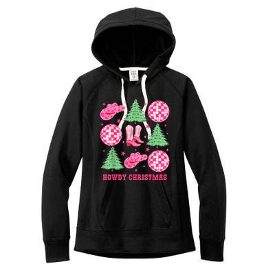 Howdy Christmas Western Cowgirl Boots And Hats Xmas Trees Women's Fleece Hoodie