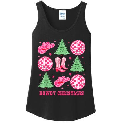 Howdy Christmas Western Cowgirl Boots And Hats Xmas Trees Ladies Essential Tank