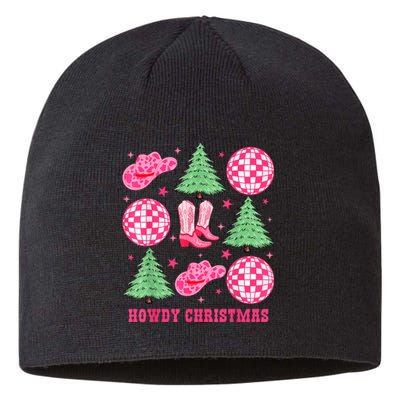 Howdy Christmas Western Cowgirl Boots And Hats Xmas Trees Sustainable Beanie