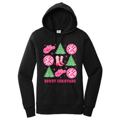 Howdy Christmas Western Cowgirl Boots And Hats Xmas Trees Women's Pullover Hoodie