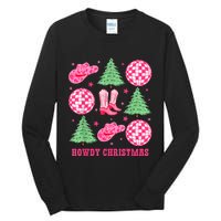 Howdy Christmas Western Cowgirl Boots And Hats Xmas Trees Tall Long Sleeve T-Shirt