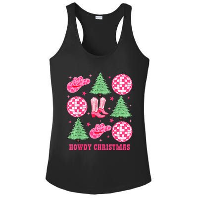 Howdy Christmas Western Cowgirl Boots And Hats Xmas Trees Ladies PosiCharge Competitor Racerback Tank