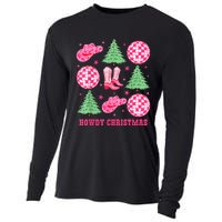 Howdy Christmas Western Cowgirl Boots And Hats Xmas Trees Cooling Performance Long Sleeve Crew