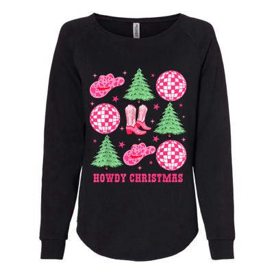 Howdy Christmas Western Cowgirl Boots And Hats Xmas Trees Womens California Wash Sweatshirt