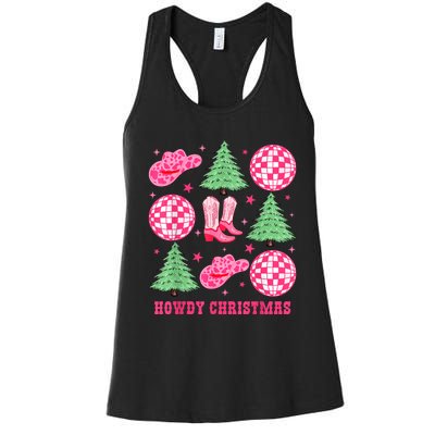 Howdy Christmas Western Cowgirl Boots And Hats Xmas Trees Women's Racerback Tank