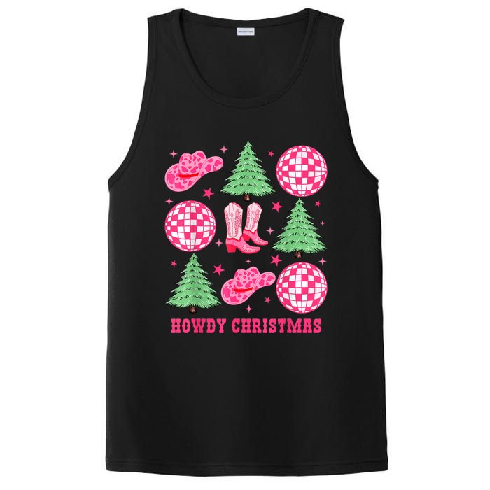 Howdy Christmas Western Cowgirl Boots And Hats Xmas Trees PosiCharge Competitor Tank