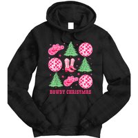 Howdy Christmas Western Cowgirl Boots And Hats Xmas Trees Tie Dye Hoodie