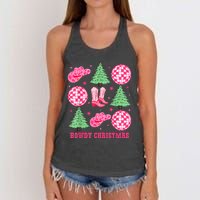 Howdy Christmas Western Cowgirl Boots And Hats Xmas Trees Women's Knotted Racerback Tank