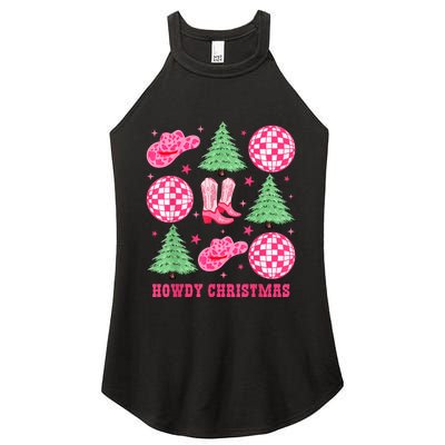 Howdy Christmas Western Cowgirl Boots And Hats Xmas Trees Women’s Perfect Tri Rocker Tank