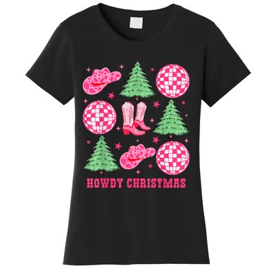 Howdy Christmas Western Cowgirl Boots And Hats Xmas Trees Women's T-Shirt