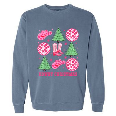 Howdy Christmas Western Cowgirl Boots And Hats Xmas Trees Garment-Dyed Sweatshirt