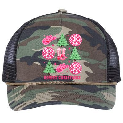 Howdy Christmas Western Cowgirl Boots And Hats Xmas Trees Retro Rope Trucker Hat Cap