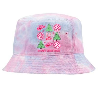 Howdy Christmas Western Cowgirl Boots And Hats Xmas Trees Tie-Dyed Bucket Hat