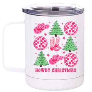 Howdy Christmas Western Cowgirl Boots And Hats Xmas Trees 12 oz Stainless Steel Tumbler Cup