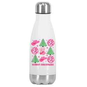 Howdy Christmas Western Cowgirl Boots And Hats Xmas Trees Stainless Steel Insulated Water Bottle