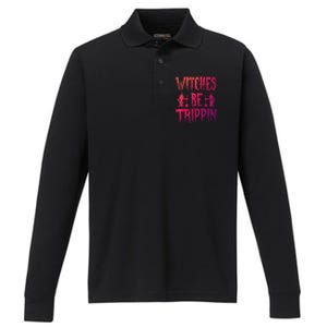 Halloween Costume Witches Be Trippin Gift Performance Long Sleeve Polo