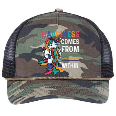 Happiness Comes Within Gay And Homosexual Santa Claus Funny Gift Retro Rope Trucker Hat Cap