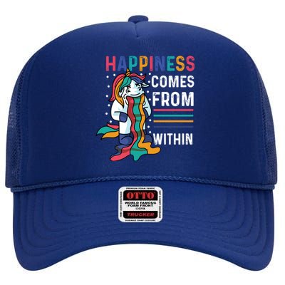 Happiness Comes Within Gay And Homosexual Santa Claus Funny Gift High Crown Mesh Back Trucker Hat